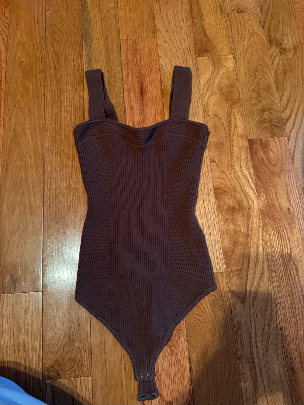 Abercrombie & Fitch Ribbed One-Piece Bodysuit in Dark Brown